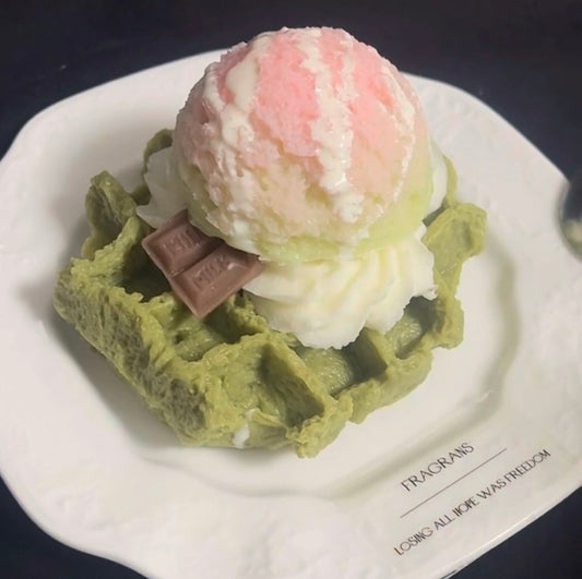Matcha Waffles with Guava Ice Cream Squishy